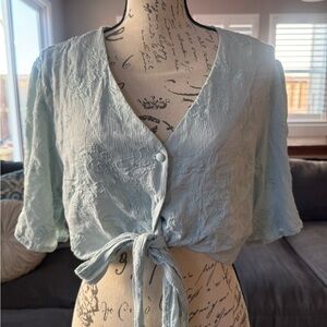 Lulu's Soft Blue Textured Blouse